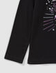 Girls’ black organic cotton T-shirt with rock images-4