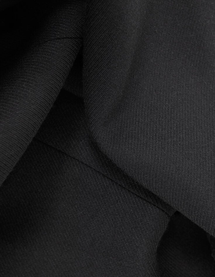 Women's black pea jacket with closed tailoring collar-6