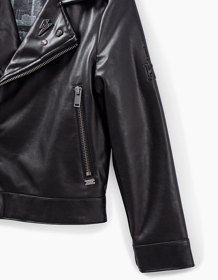 Veste noire esprit motard garçon-4