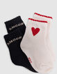 Anthrazit und Ecru Baby Mädchen Socken-2