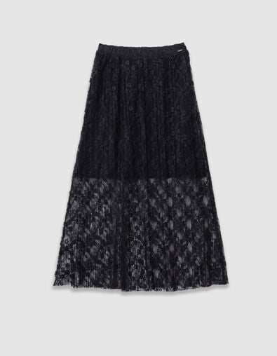 Falda larga de encaje plisado negro para ni&ntilde;a - IKKS