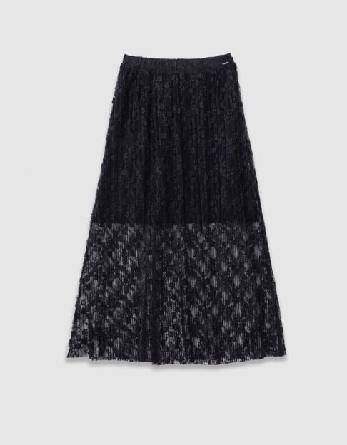 Falda larga de encaje plisado negro para ni&ntilde;a - IKKS
