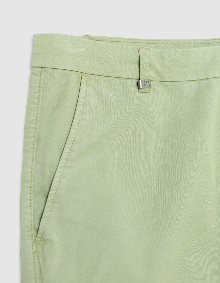 Men's green slim-fit chino shorts-7