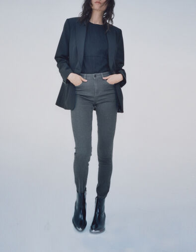 Women’s grey houndstooth motif slim jeans - IKKS