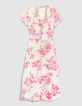 Vestido midi de mujer con estampado floral rosa crudo-6