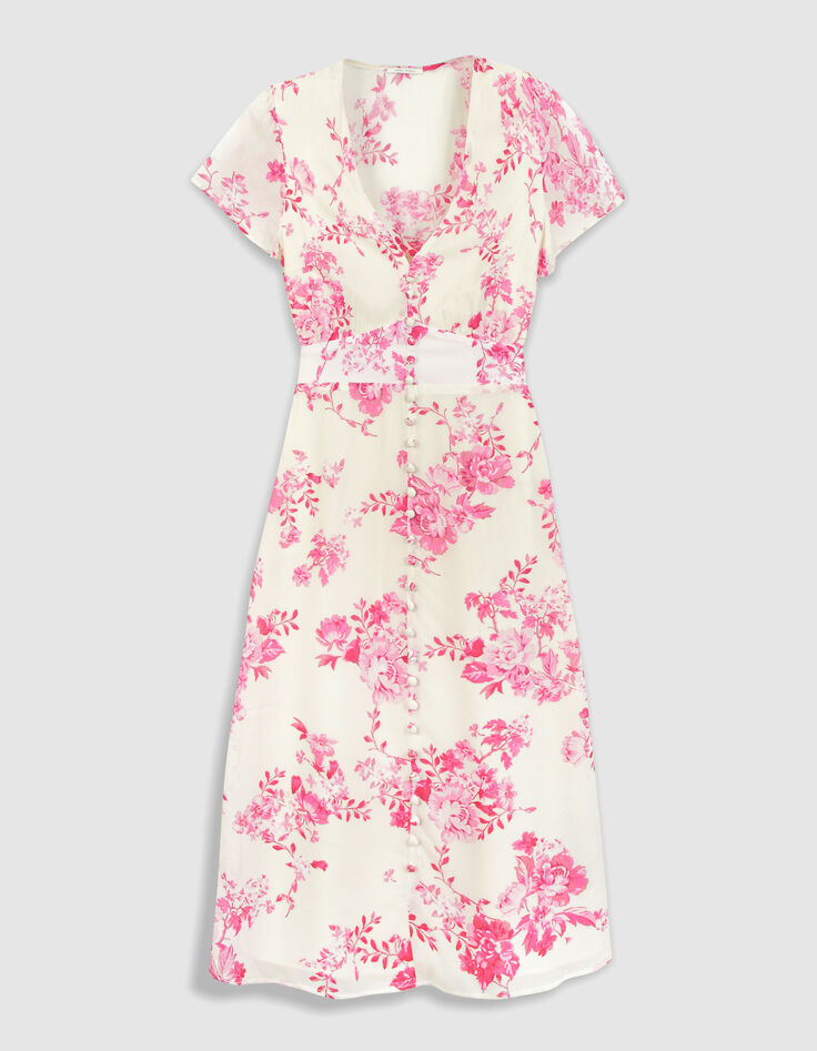 Vestido midi de mujer con estampado floral rosa crudo-6
