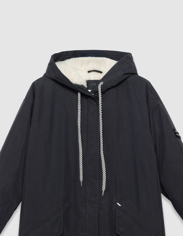 Parka negra forrada capucha mujer-6