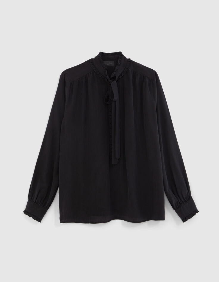 Zwart blouse Pure Edition met lavalli&egrave;rekraag Dames-5