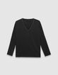 Schwarzer Damenfeinstrickpullover Lurex Schmuckhals-6