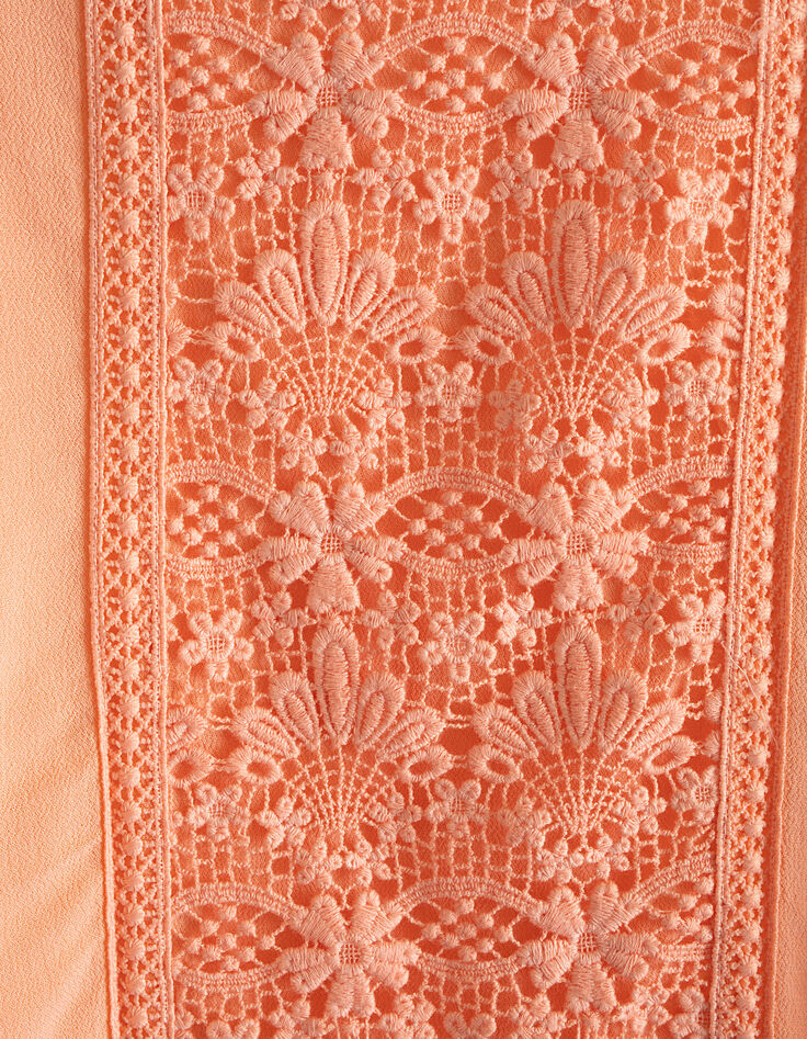Blouse corail à manches volantées fille-4