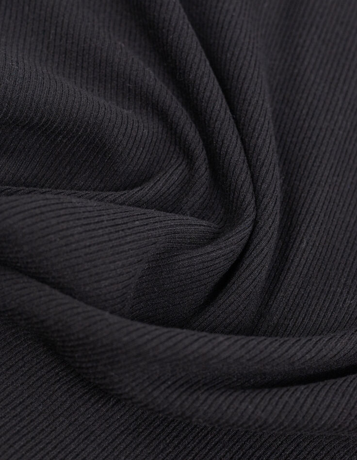 Camiseta con capucha de punto el&aacute;stico negro de ni&ntilde;a-5