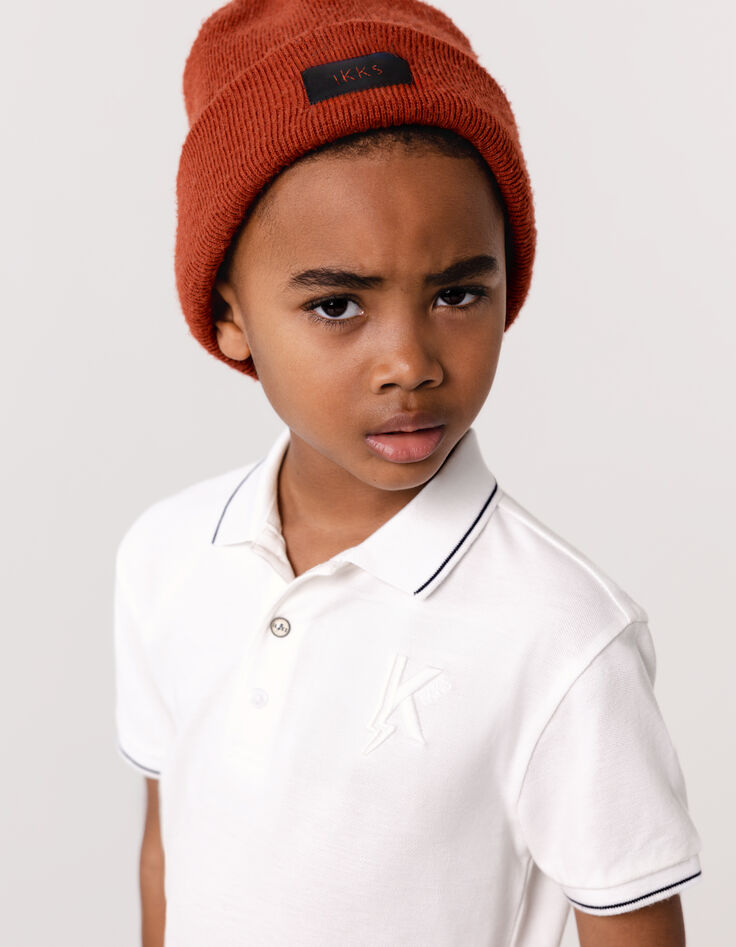 White polo shirt with K-lightning embroidery for boys-1