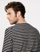 Tee-shirt marinière noir rayé blanc cassé Homme-6