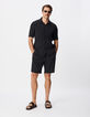 Bermudashorts schwarzer Plisseestoff Herren-8
