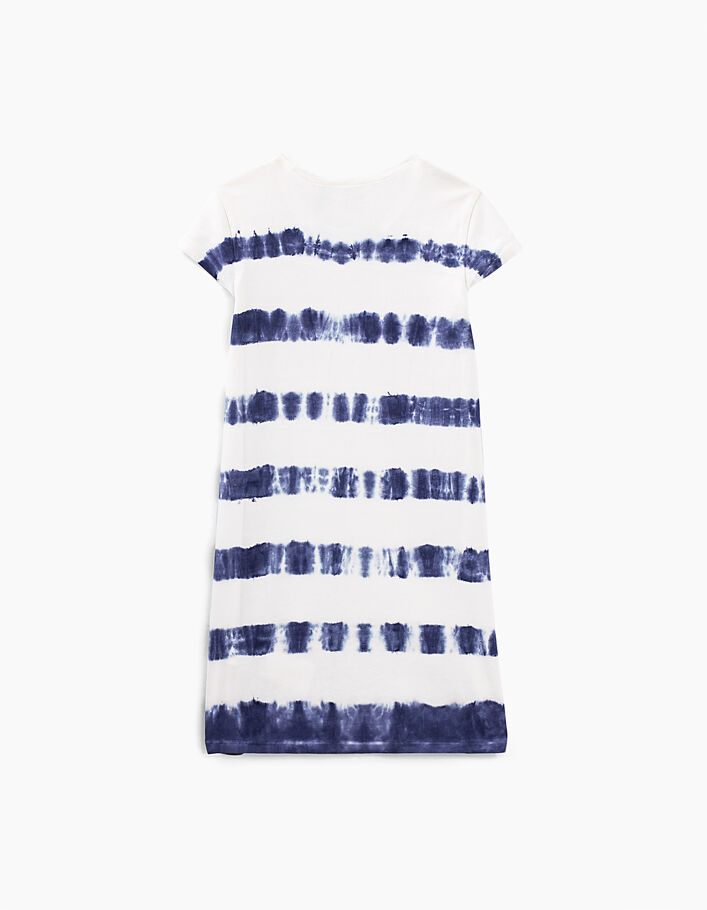Girl’s indigo tie-dye embroidered slogan T-shirt dress - IKKS