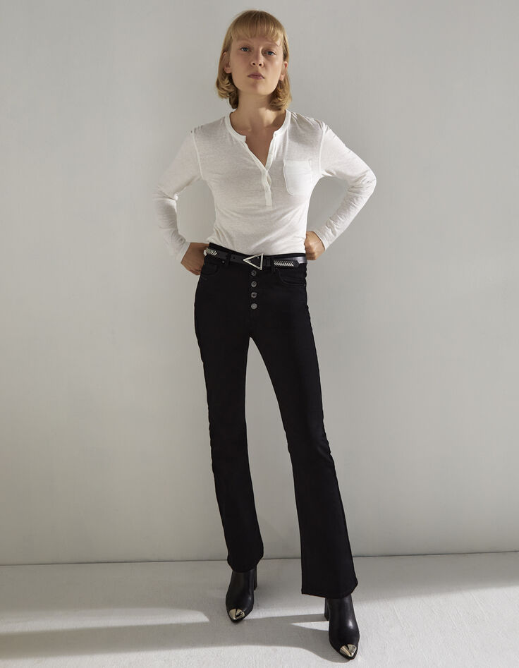 Tee-shirt blanc manches longues tête de mort poitrine femme-1 Tee-shirt blanc manches longues tête de mort poitrine femme-1