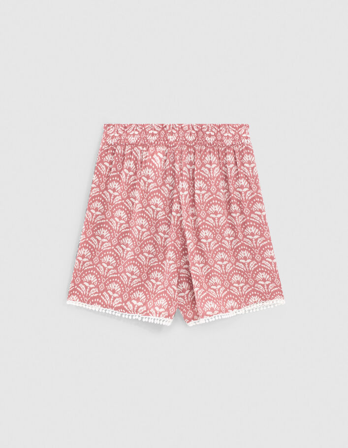 Girls’ rosewood batik print Ecovero® shorts - IKKS