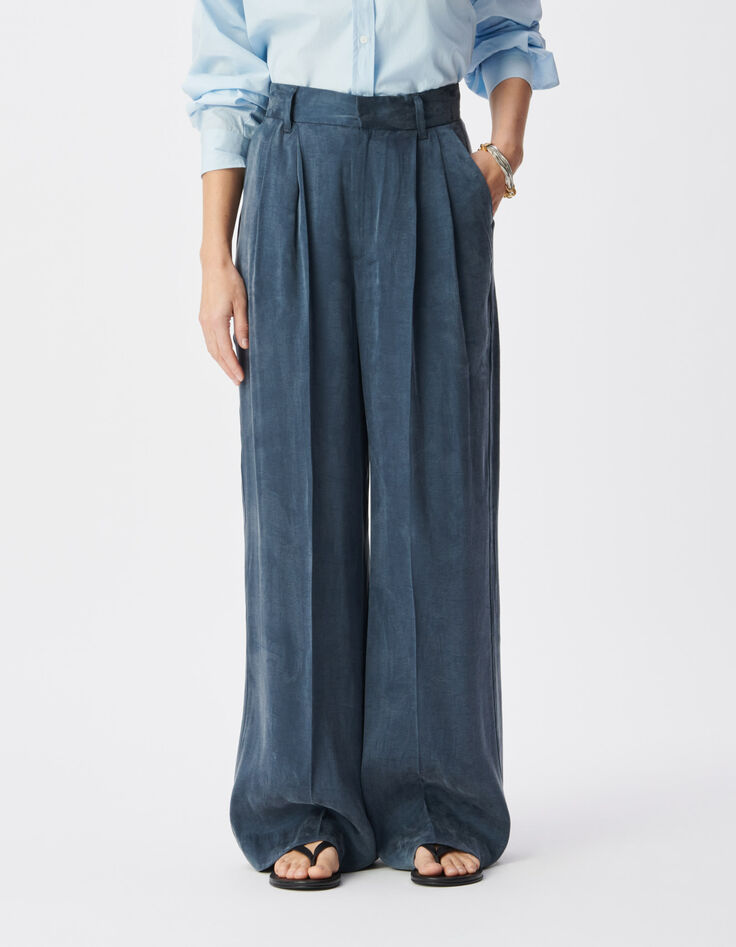 Women's Lyocell&reg; mix navy blue tailored pants-3