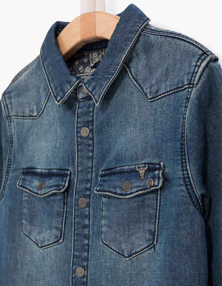 Surchemise en jean bleu garçon-3