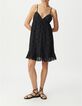 Robe fines bretelles noire broderie anglaise Femme-2
