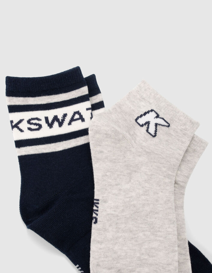 Boys’ grey and navy ribbed socks - IKKS