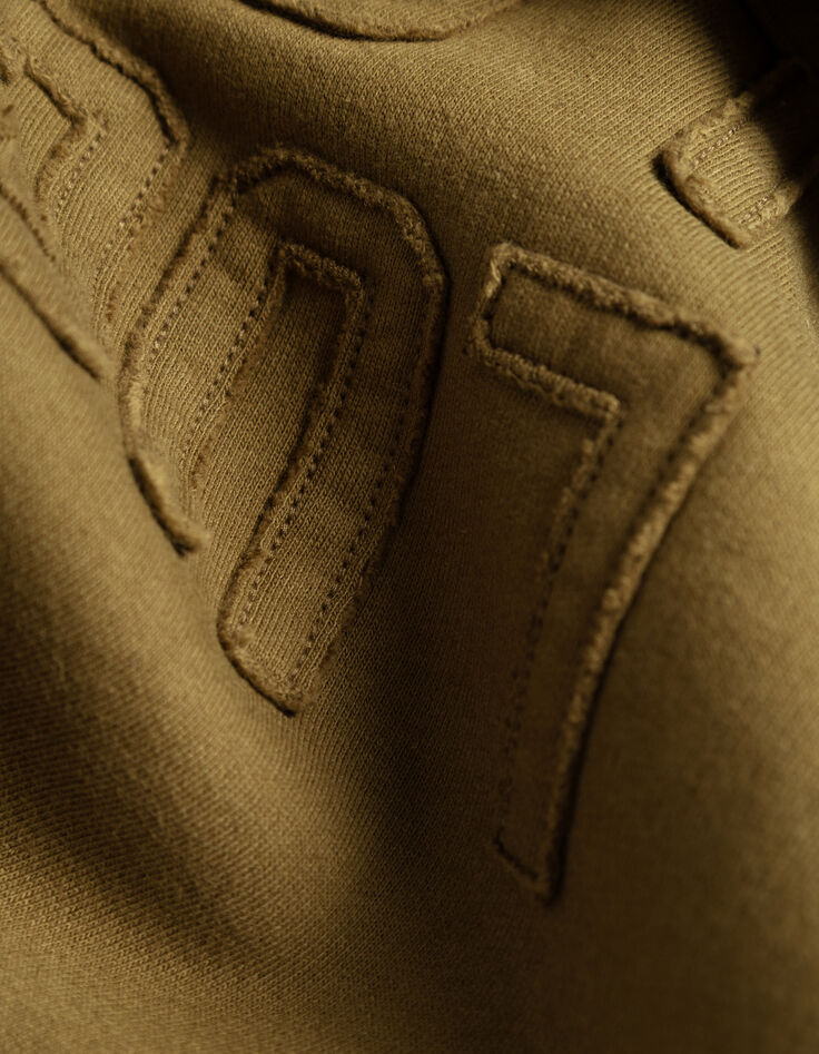 Women’s khaki organic cotton hoodie, buttons and slogan-6
