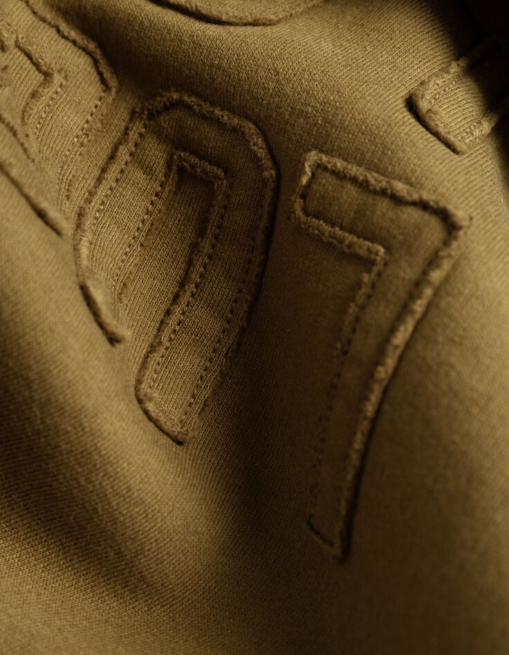 Women’s khaki organic cotton hoodie, buttons and slogan-6 Women’s khaki organic cotton hoodie, buttons and slogan-6