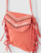Sac à main corail foncé brodé à franges fille-3