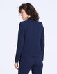 Veste tailleur mi-longue en crêpe marine femme-3