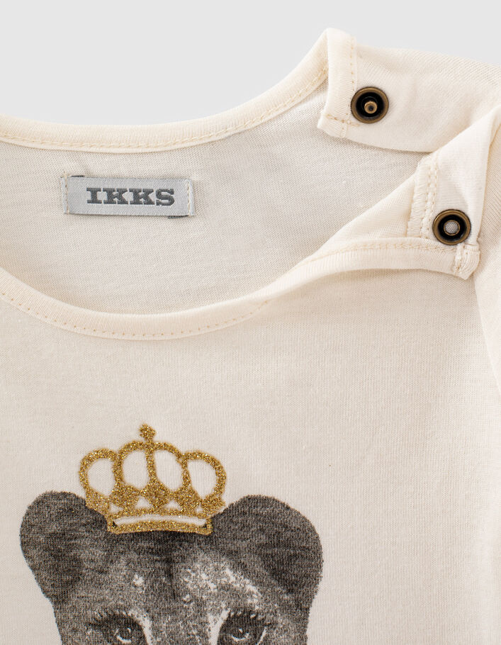 T-shirt écru bio visuel lionne-marinière bébé fille-7