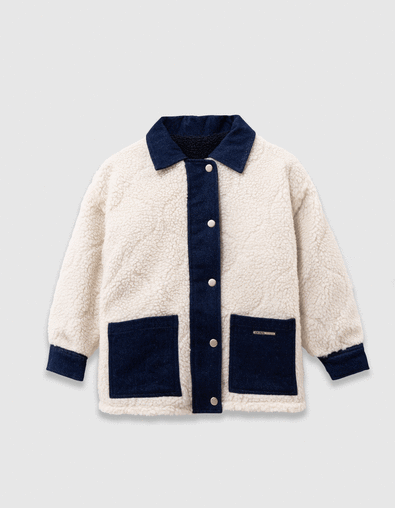 Veste réversible en jean brut et sherpa fille - IKKS