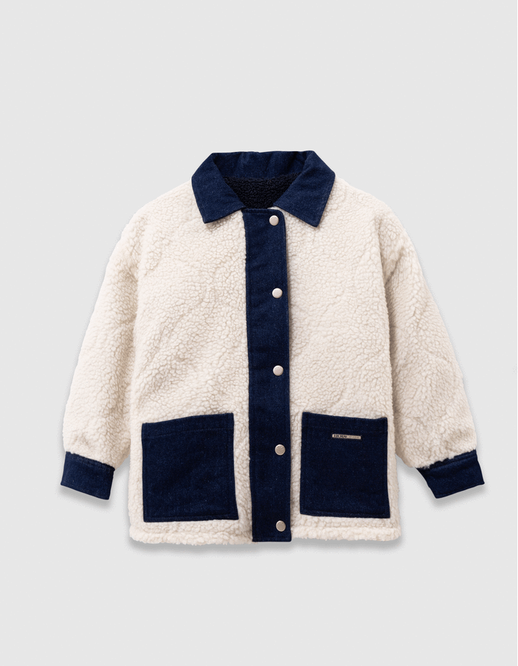 Veste réversible en jean brut et sherpa fille-1