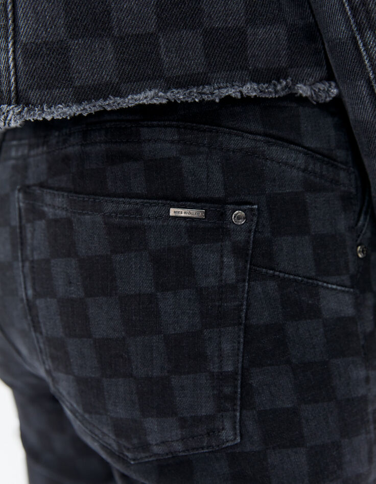 Women’s grey checkerboard motif sculpt up skinny jeans-4