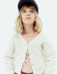 Girls&rsquo; ecru mixed fabric knit cardigan-7