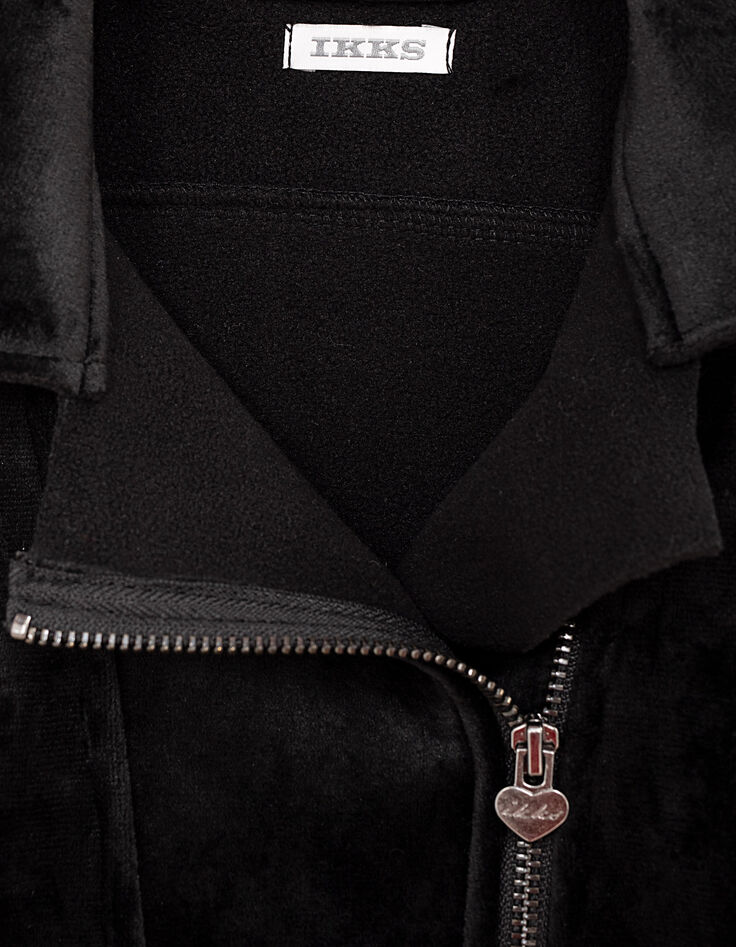 Cardigan noir esprit motard en velours bébé fille-6