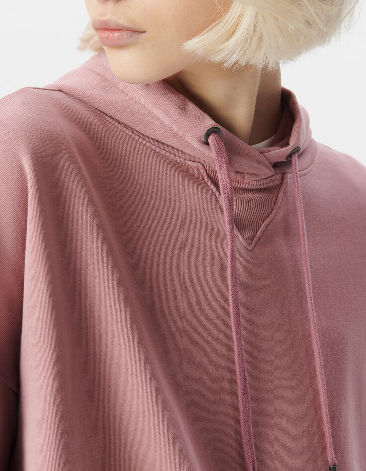 Sudadera con capucha oversize de algod&oacute;n org&aacute;nico rosa para mujer-4