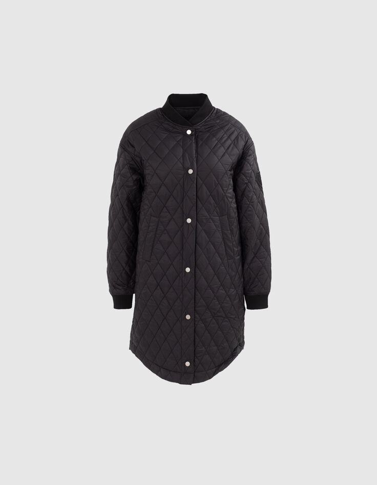 Schwarze, halblange Damensteppjacke-6