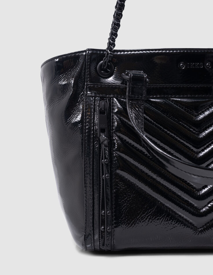Tasche 1440 schwarzes geknittertes Lackleder Größe Medium-4