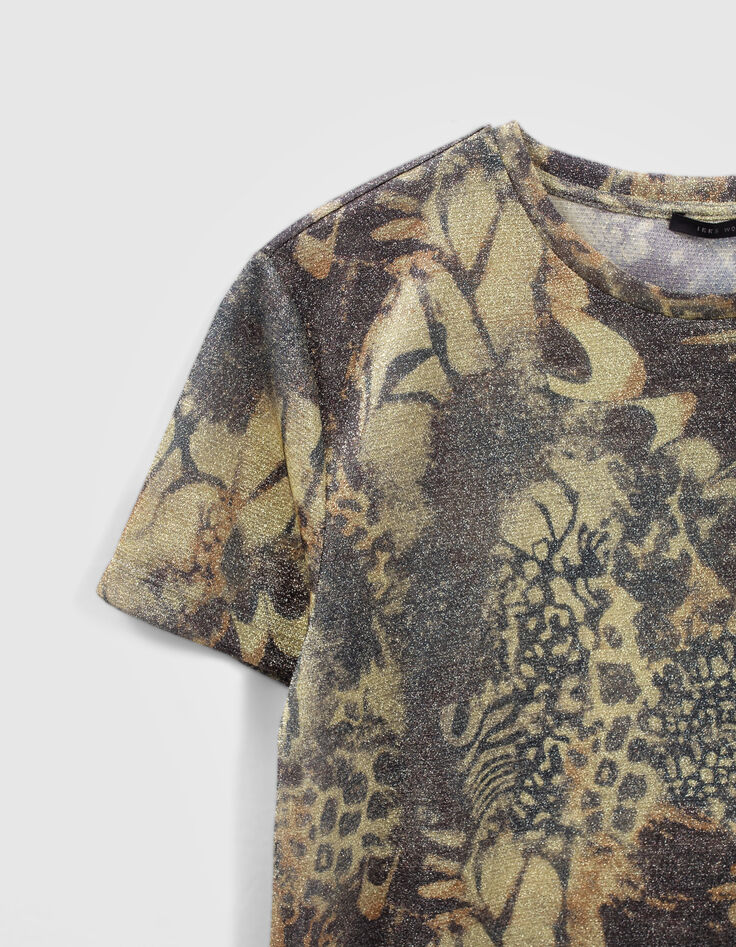 Kupfergr&uuml;nes Damen-T-Shirt Lurex Animalprint-5