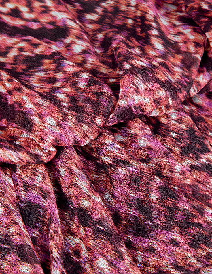 Robe courte bordeaux imprim&eacute; ikat Femme-8