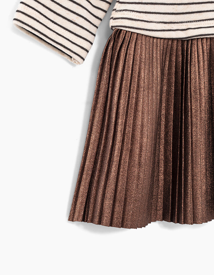 Matrozenjurk in twee materialen met plooirok babymeisjes-4