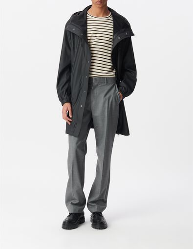 Men&rsquo;s black rubber nylon hooded parka - IKKS