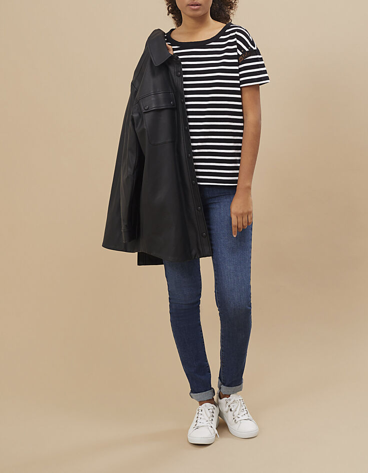 Matrozenshirt zwart met witte strepen met studs I.Code-6