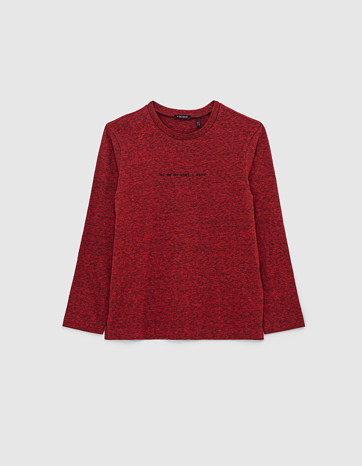 Tee-shirt rouge moyen à message et guitare dos garçon -2