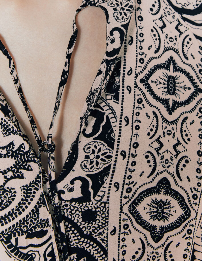 Lange jurk in viscose-crêpe foulardprint dames - IKKS