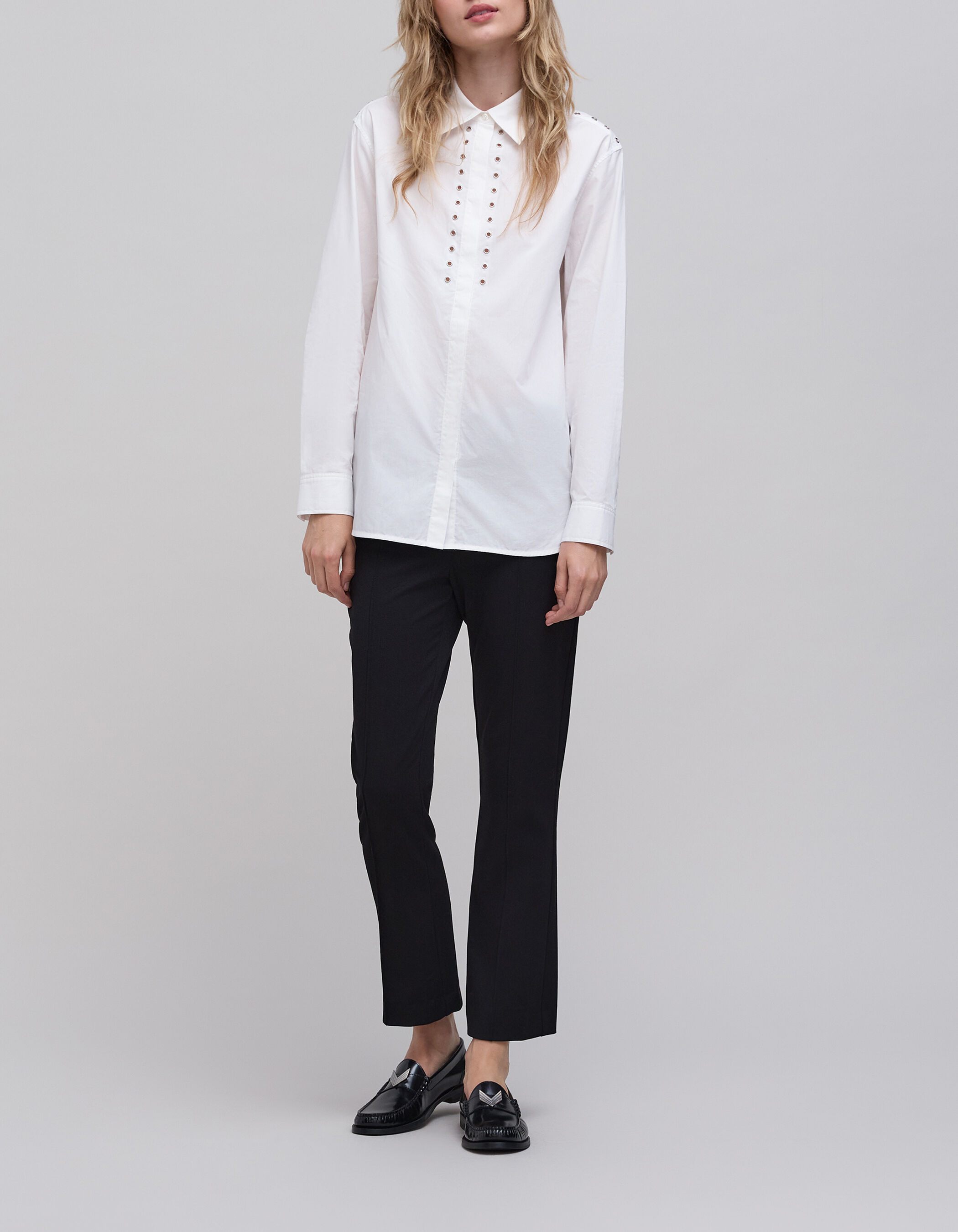 Pantalon flare noir poches zipp es Femme