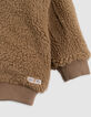 Cardigan réversible molleton gris sherpa camel bébé garçon-5