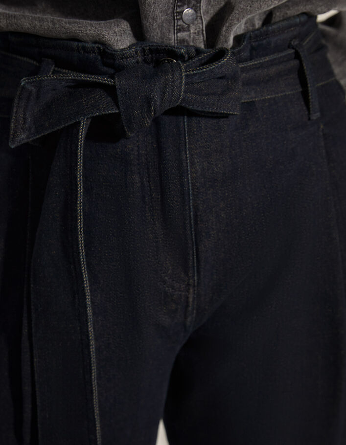 Jeans paper bag cropped azul con cinturón y bolsillos mujer - IKKS