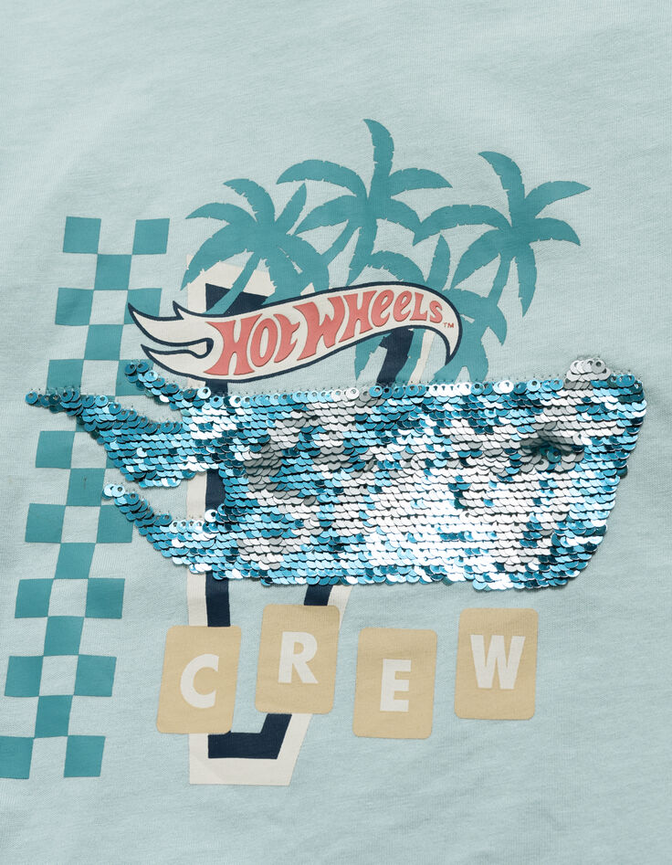 T-shirt vert bio sequins HOT WHEELS x IKKS garçon-4