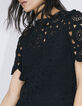 Women&rsquo;s black crochet cropped top-3